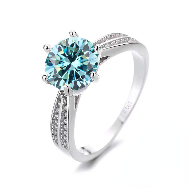 925 Sterling Silvery Ring with Moissanite