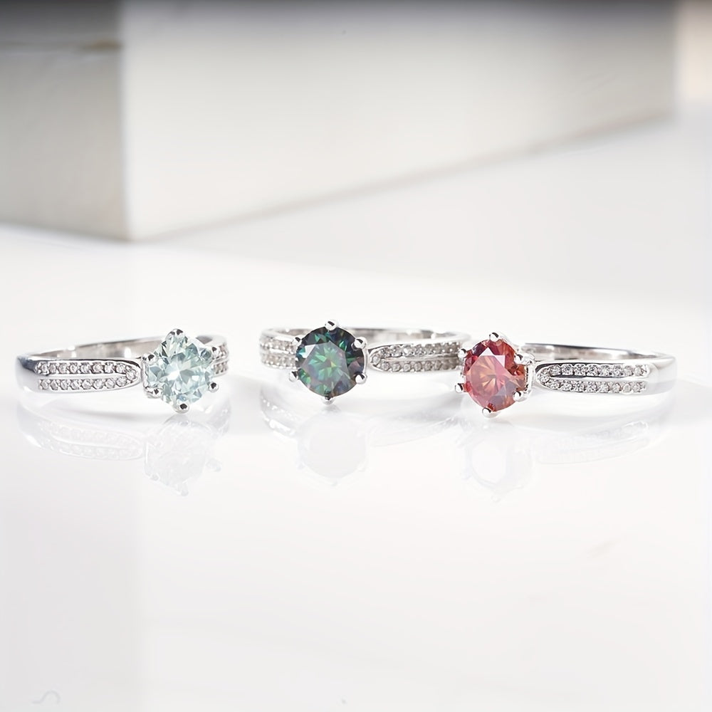 925 Sterling Silvery Ring with Moissanite