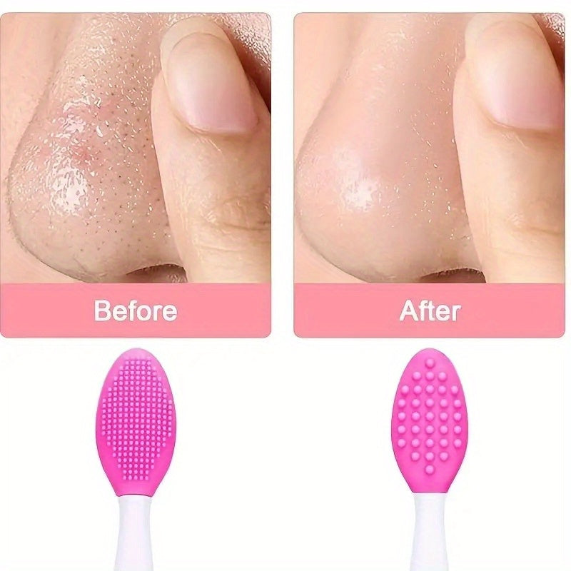 Light Beige Silicone Brush Exfoliating Nose Clean Brushes Tools with Replacement Head