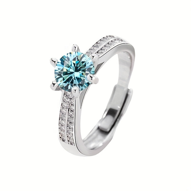 925 Sterling Silvery Ring with Moissanite