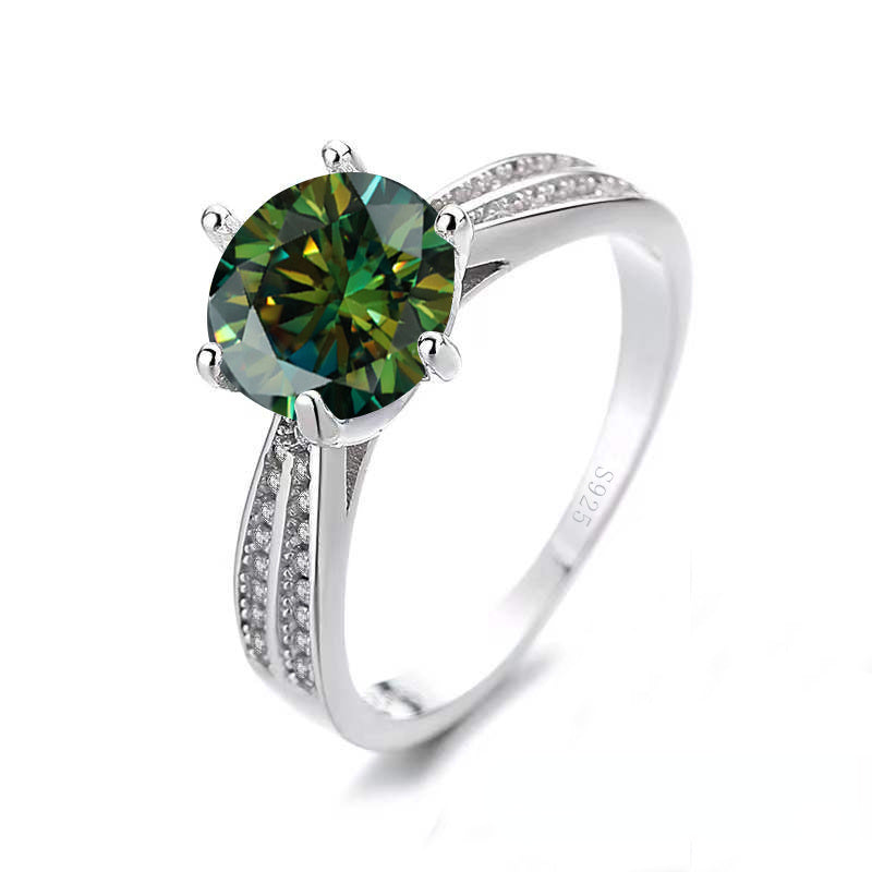 925 Sterling Silvery Ring with Moissanite