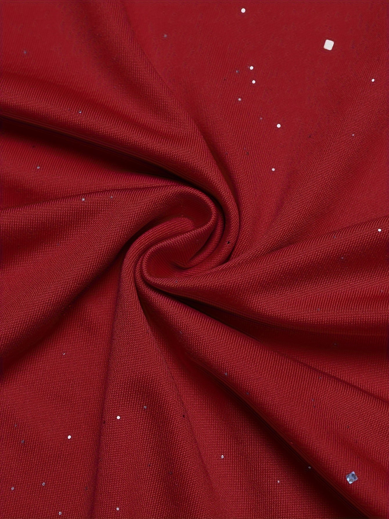 Deep Red Sparkling Rhinestone Bodycon Dress