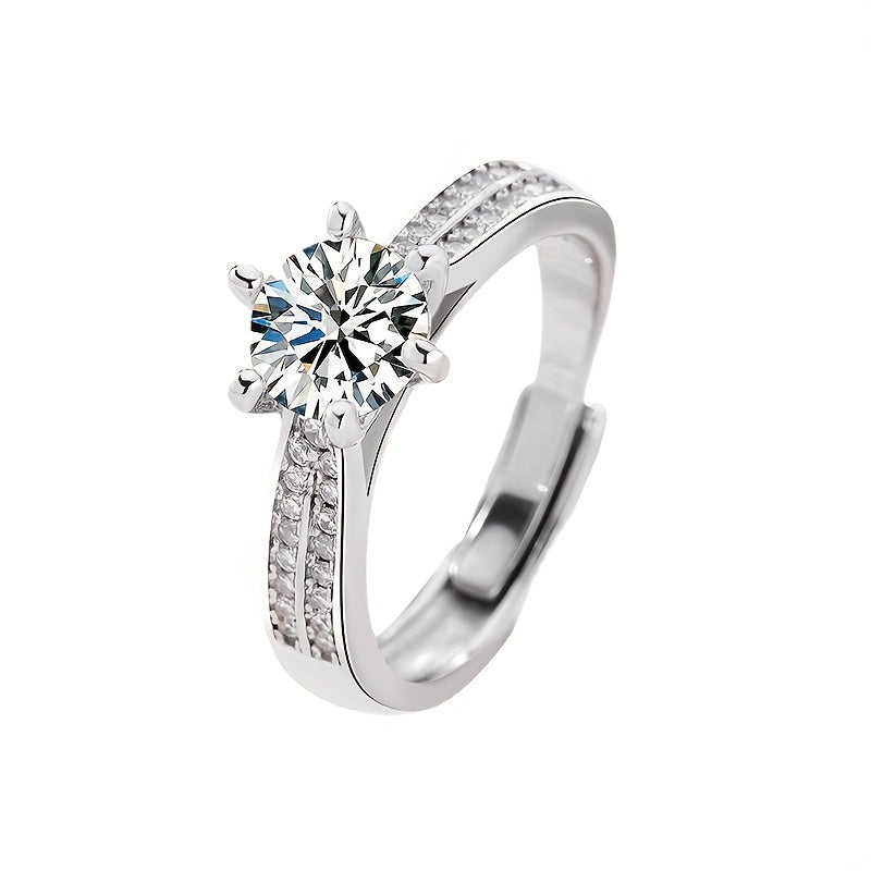 925 Sterling Silvery Ring with Moissanite