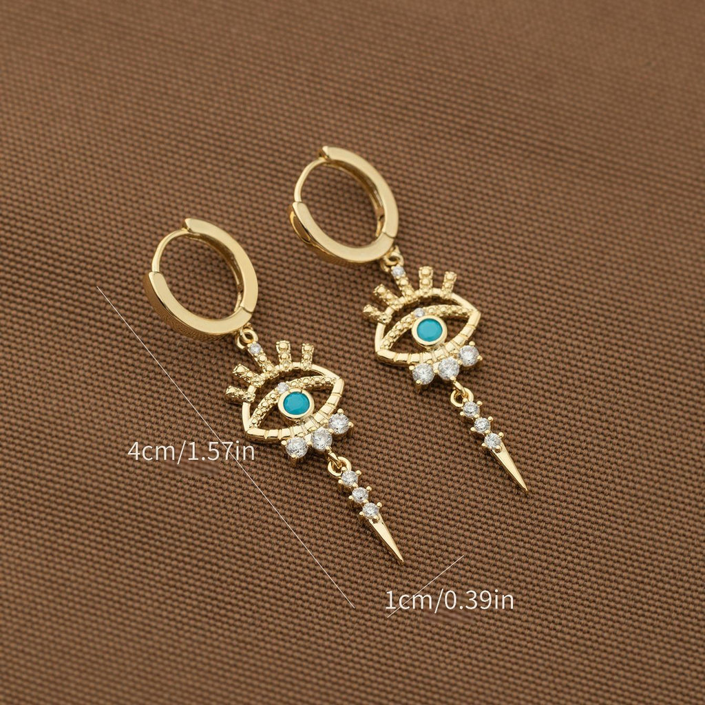 One Pair of Luxury Copper-Inlaid Synthetic Evil Eye Pendant Earrings Dating Gift