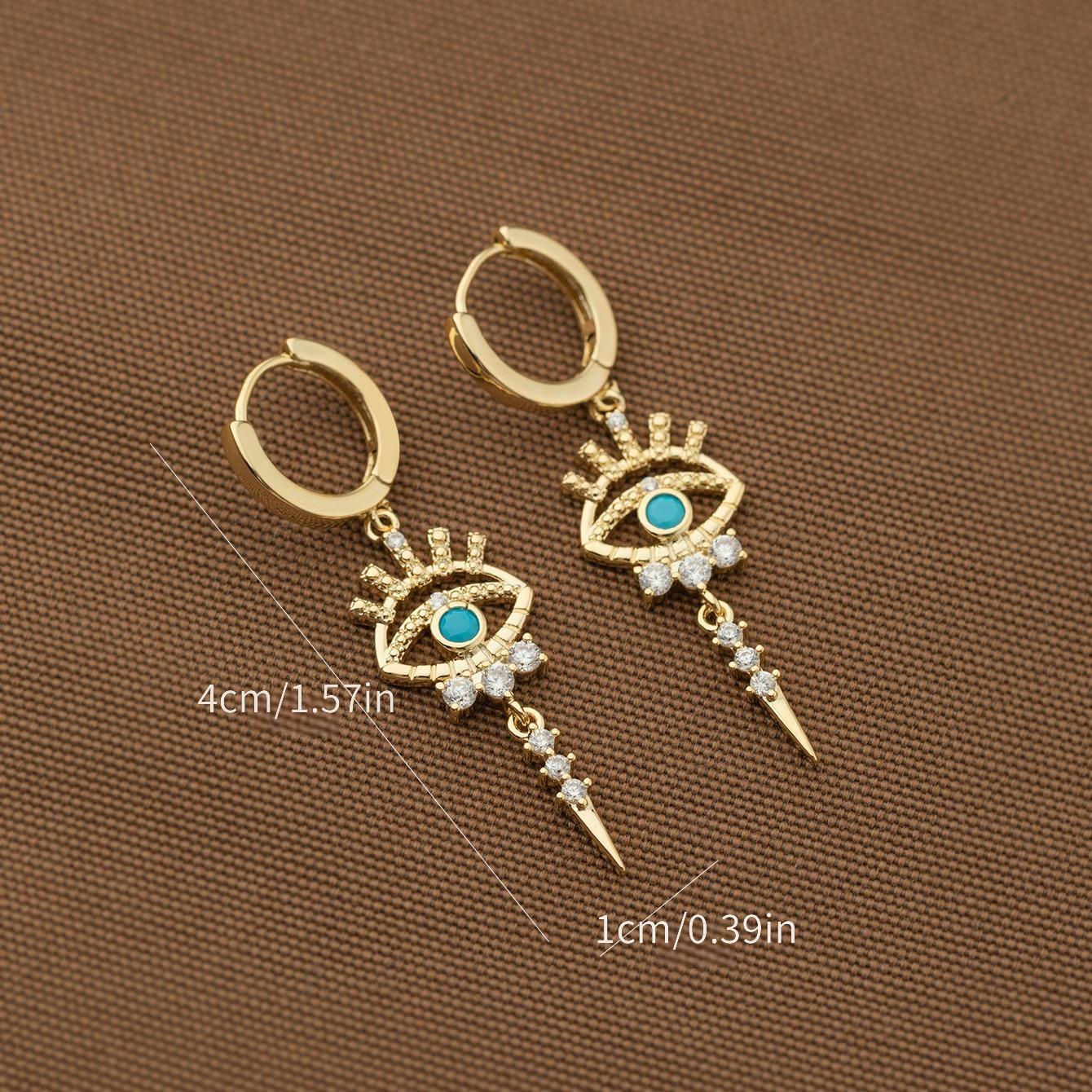 One Pair of Luxury Copper-Inlaid Synthetic Evil Eye Pendant Earrings Dating Gift