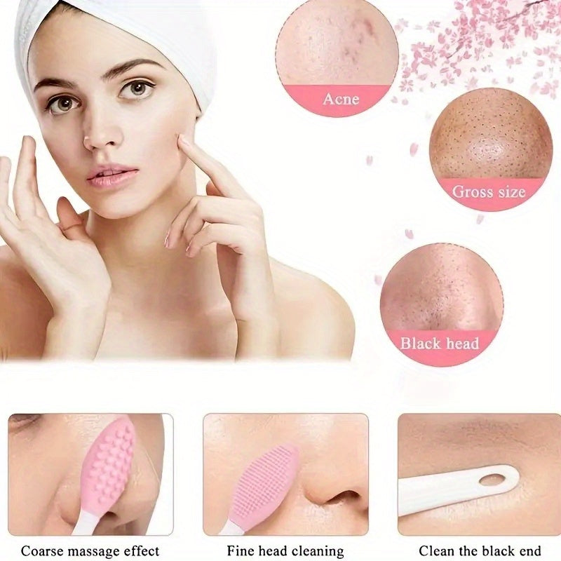 Light Beige Silicone Brush Exfoliating Nose Clean Brushes Tools with Replacement Head
