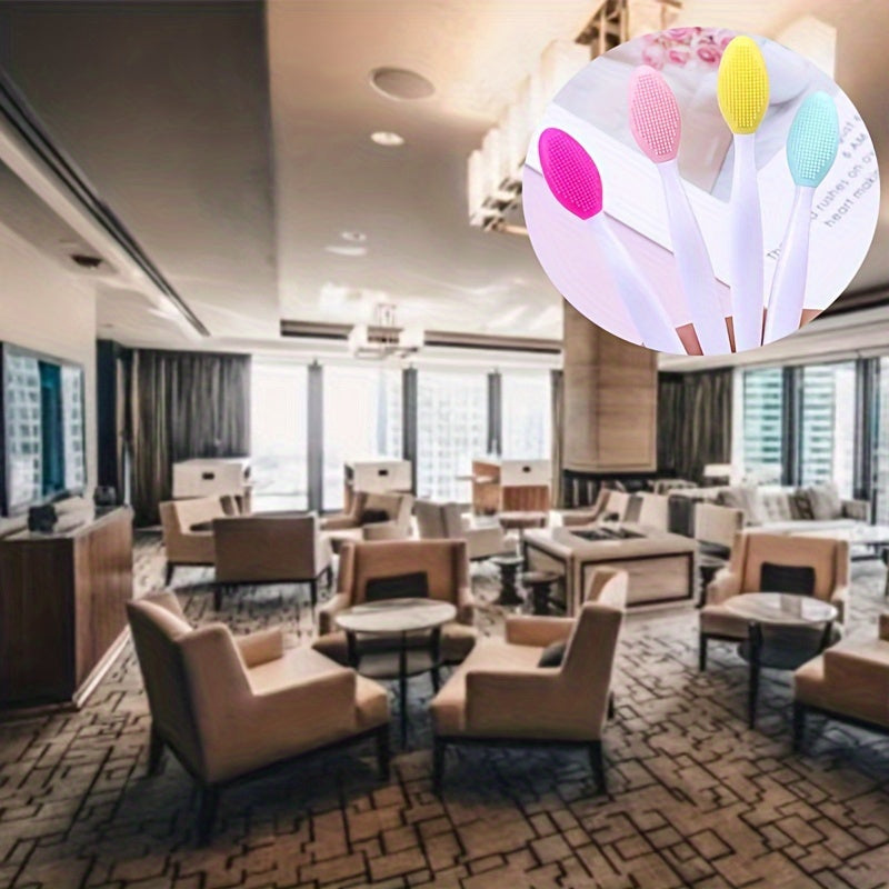 Light Beige Silicone Brush Exfoliating Nose Clean Brushes Tools with Replacement Head