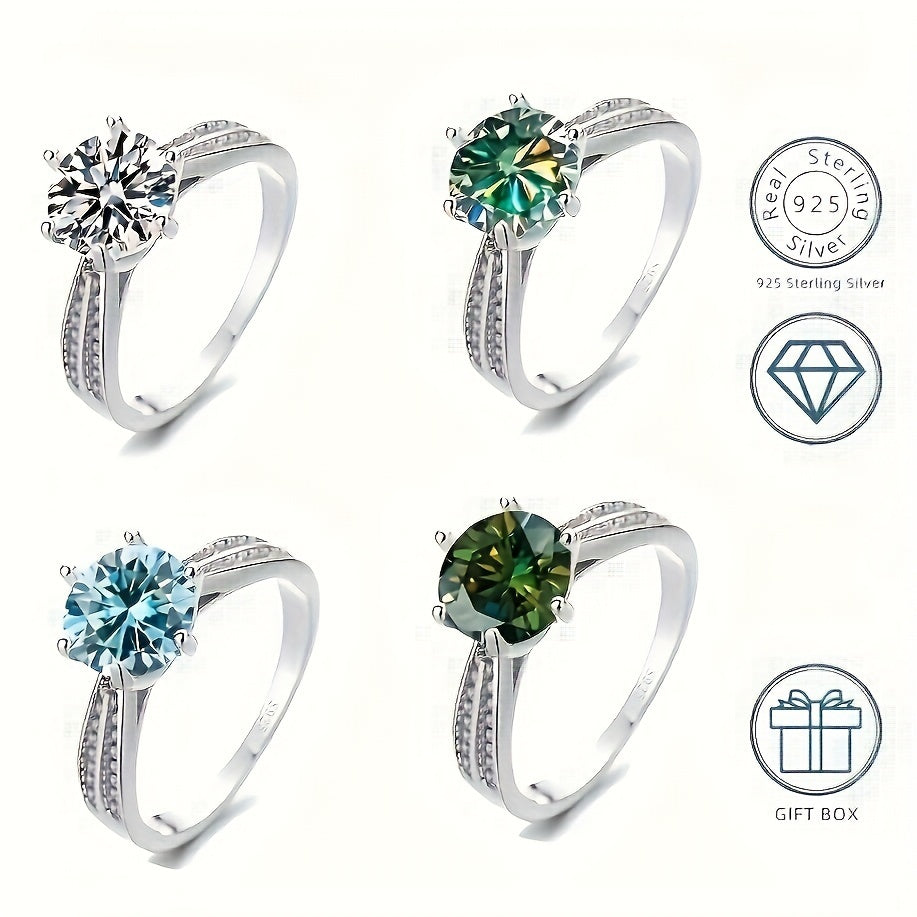 925 Sterling Silvery Ring with Moissanite