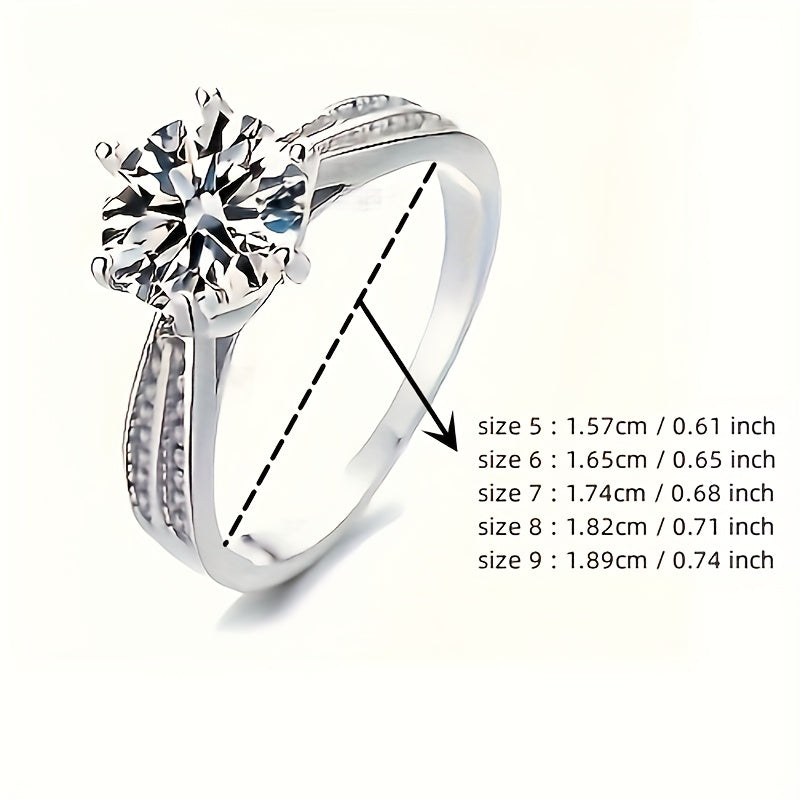925 Sterling Silvery Ring with Moissanite