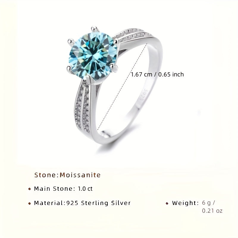 925 Sterling Silvery Ring with Moissanite